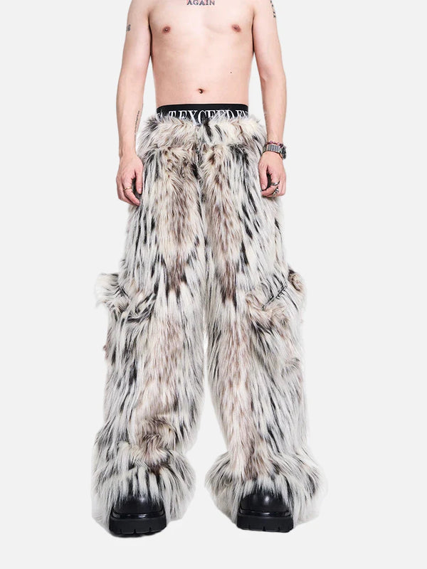 Faux Fur Leopard Oversized Trousers