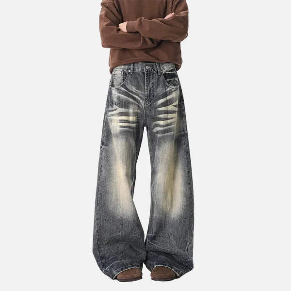Heritage Moustache Effect Rinse Wide Denim