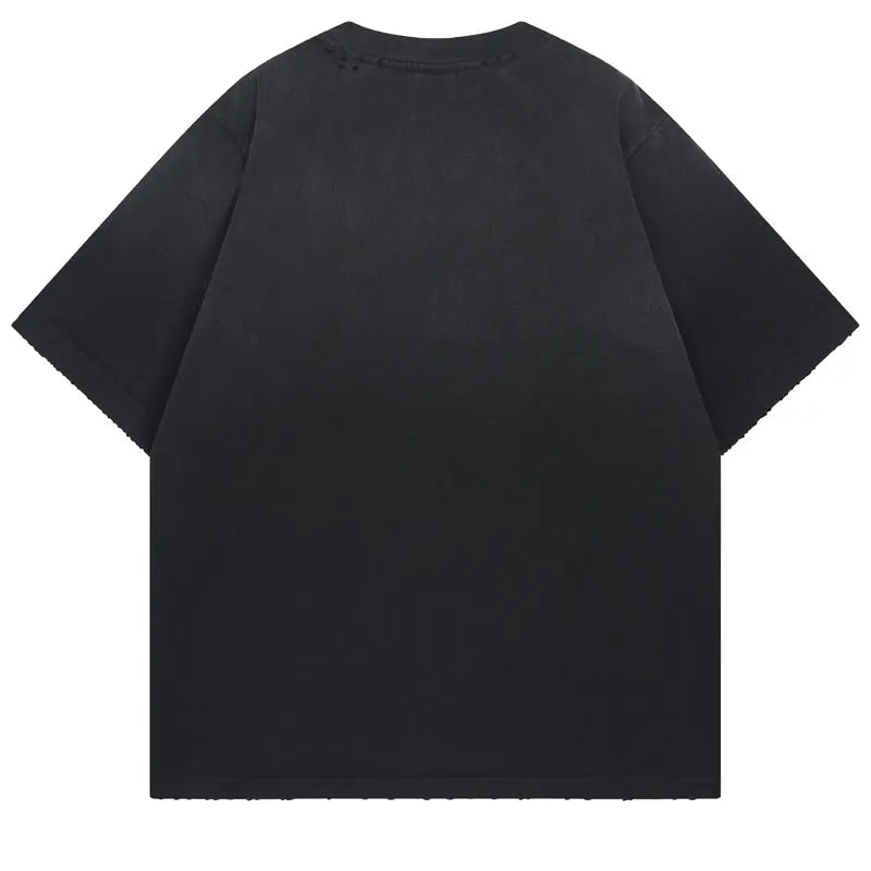 Yıldız Baskılı Oversize Tişört, model üzerinde — Navra Wear