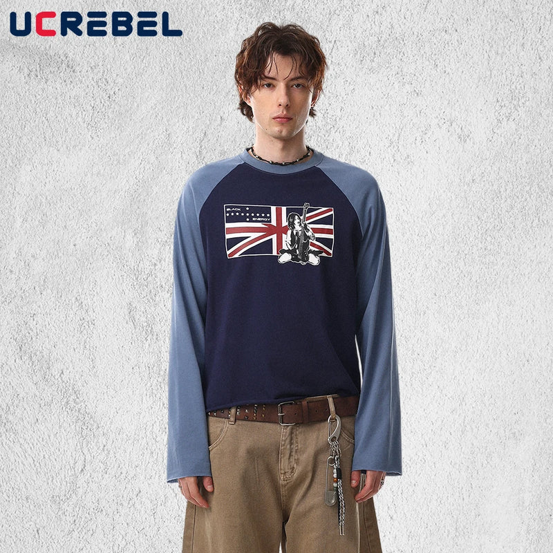 Punk Rock Baskılı Uzun Kollu Tişört, önden görünüm — Navra Wear