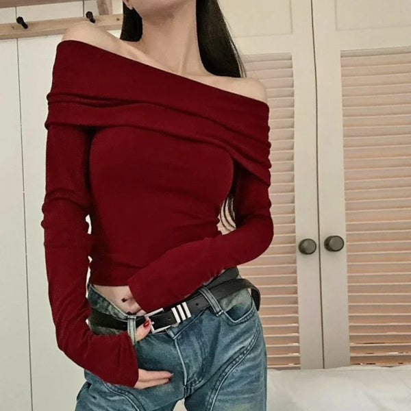 Off-Shoulder Extended-Arm Top