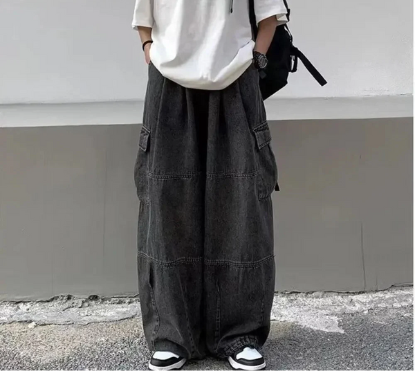 2000s versatile Relaxed Bell Leg Utility Denim