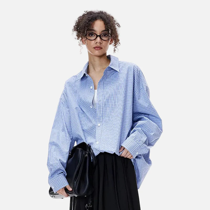 Soft Pleat Checker Cotton Everyday Shirt