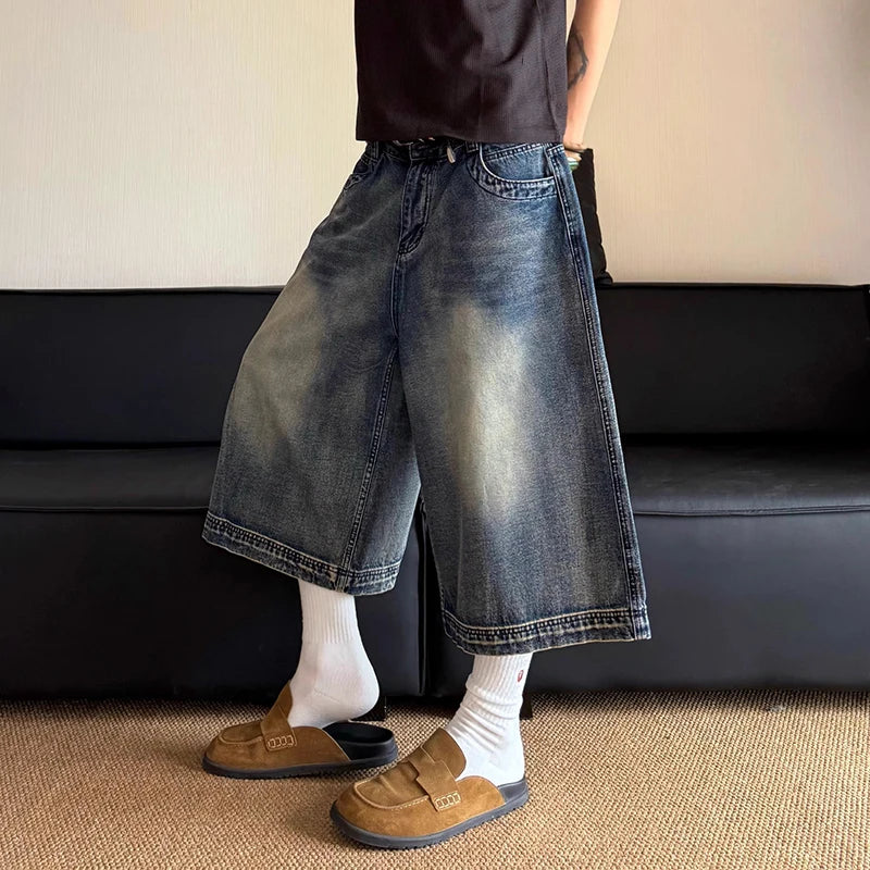Plain Tone Western Style Denim Shorts
