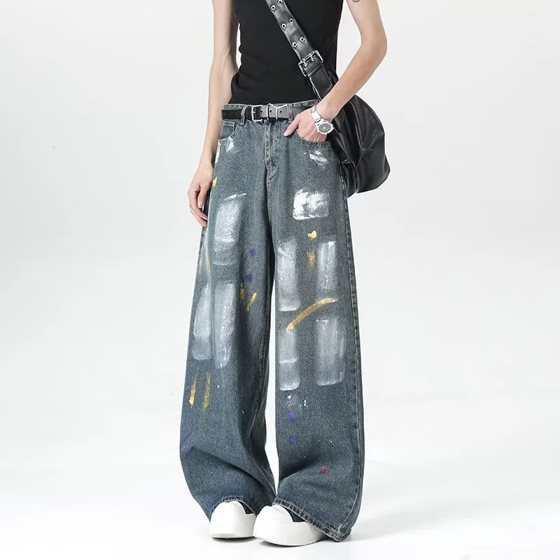 Graphic Color Printed Sleek Faded Denim