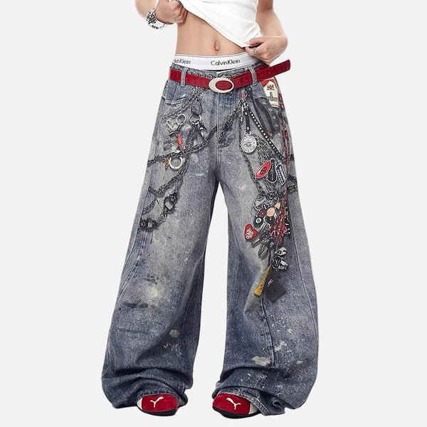 Seoul Style Modern 3D Printed Bell Leg Denim