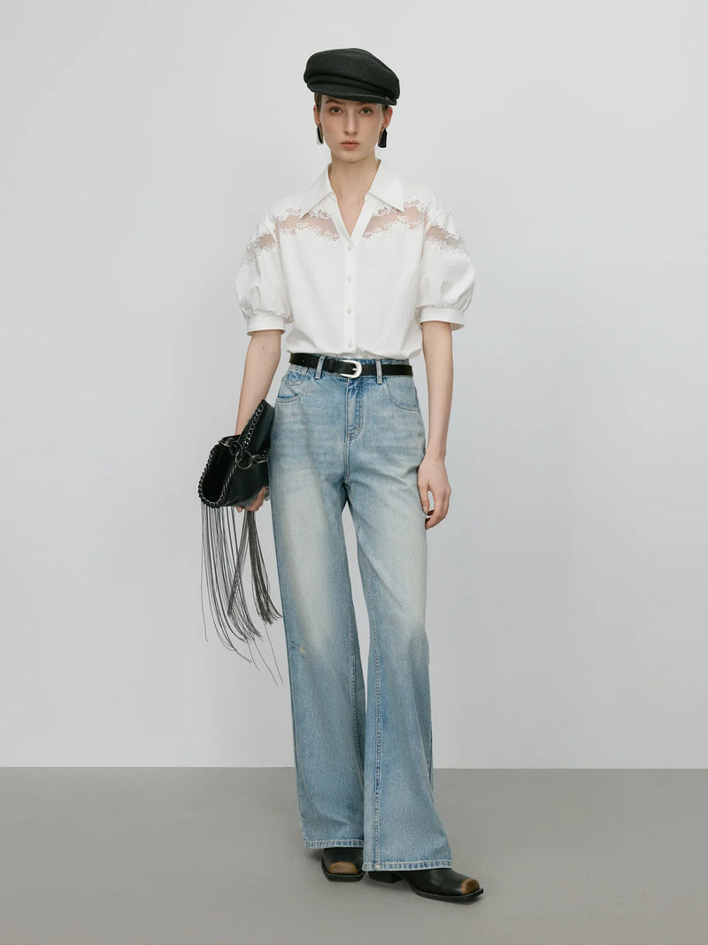 Sheer Lace Luxe Classic Summer Blouse