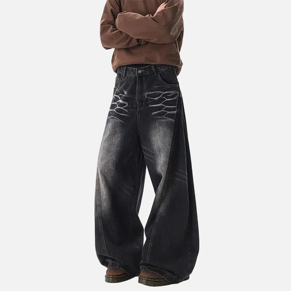 2000s Lightning Print Easy Cut Bell Leg Denim