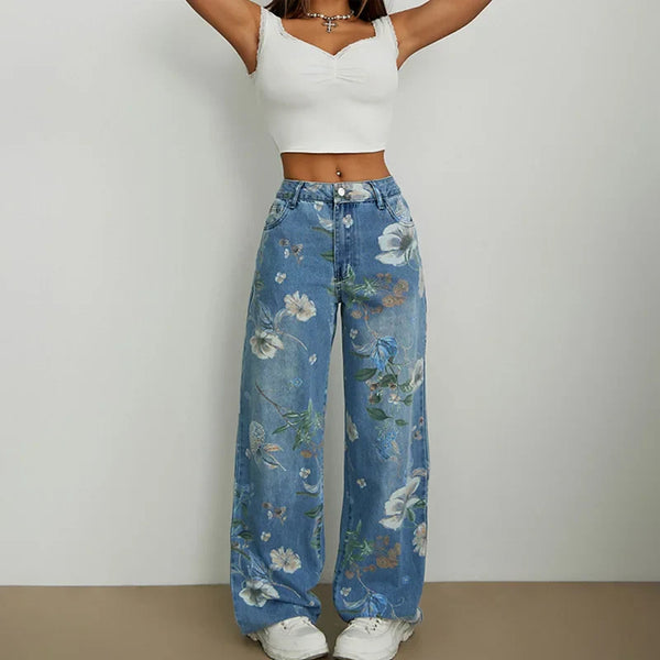 Heritage Flower Mid-Waisted Relaxed Classic Leg Denim