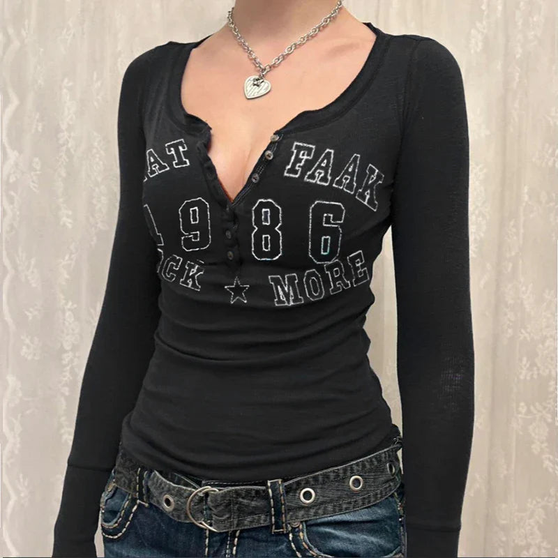 New-Millennium Rockstar Revival Henley T-Shirt