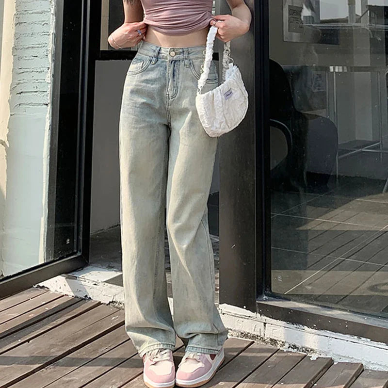 Classic Faded High-Rise Wide Denim