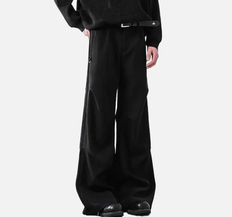Micro Flare Pleat Casual Trousers