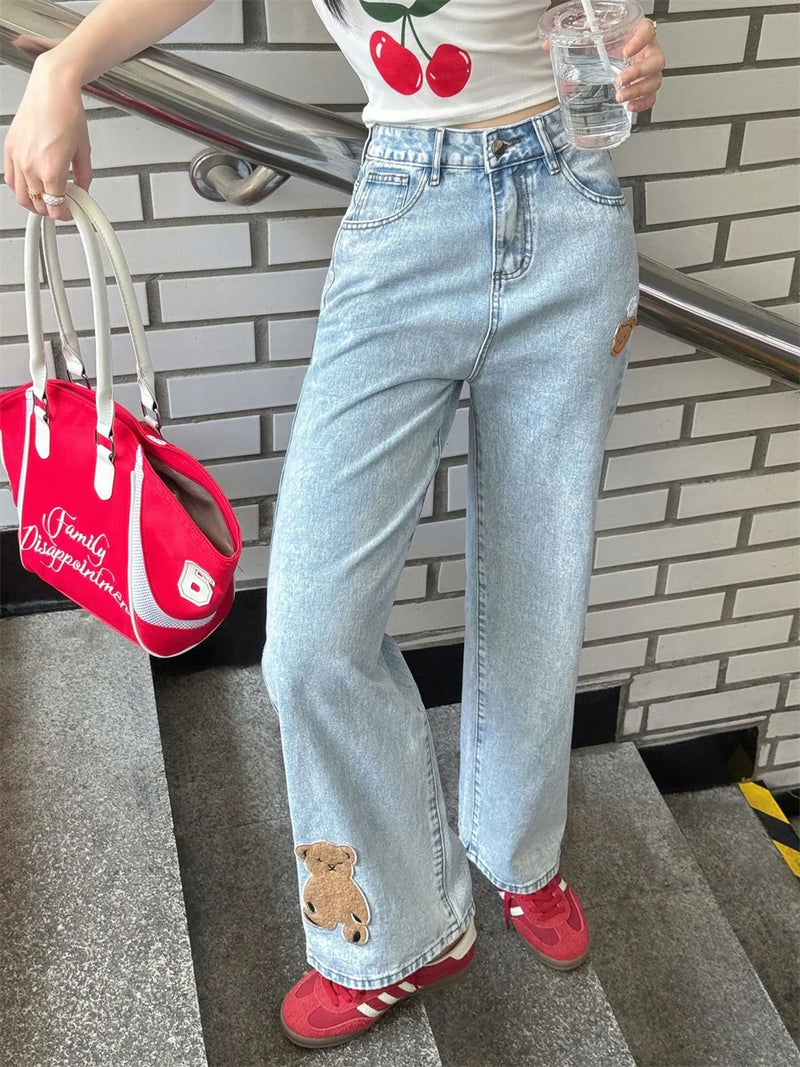 Seoul Style Heritage Stitched High-Rise Denim