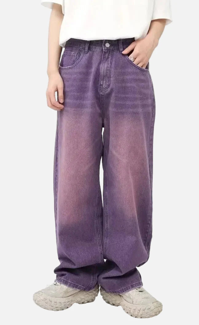 Purple Western Style Ombre Bell-Leg Denim