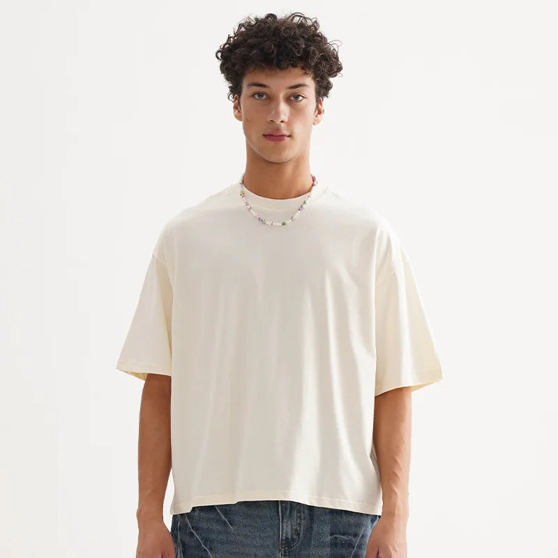 Washed-Out Drop-Shoulder Drop Shoulder Cotton T-Shirt