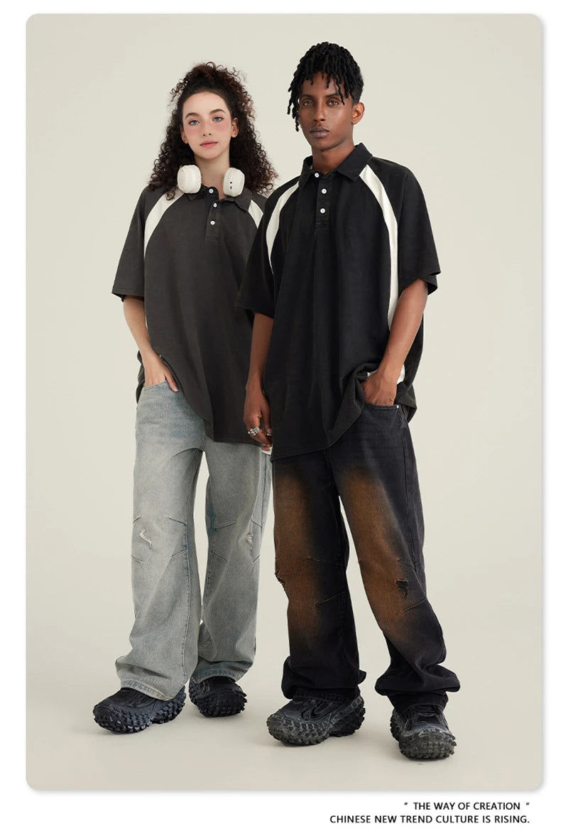 Y2K Color Block Tişört, önden görünüm — Navra Wear