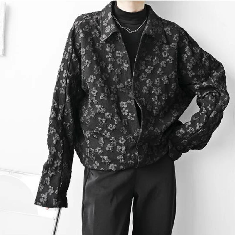 Vintage Siyah Uzun Kollu Gömlek, önden görünüm — Navra Wear