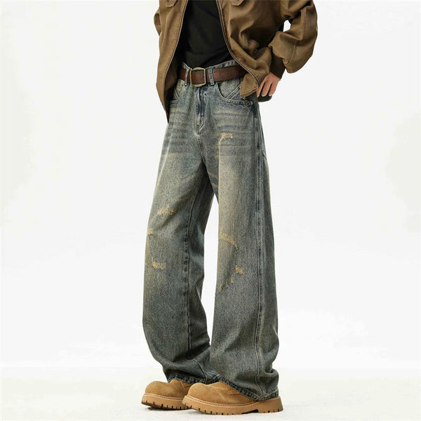 Heritage Torn Faded Relaxed Wide Denim