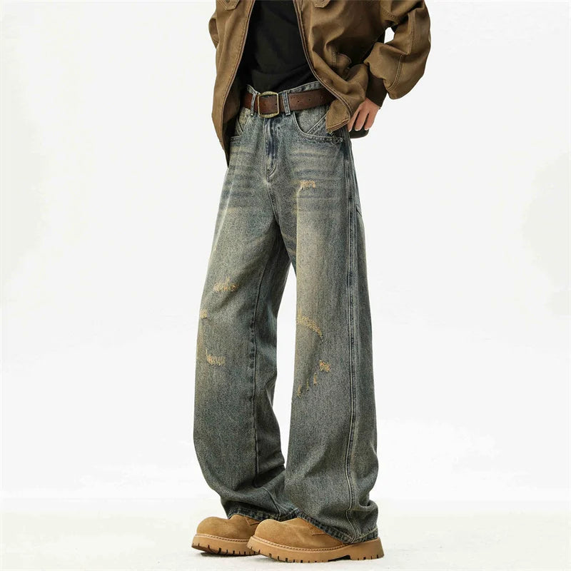 Heritage Torn Faded Relaxed Wide Denim