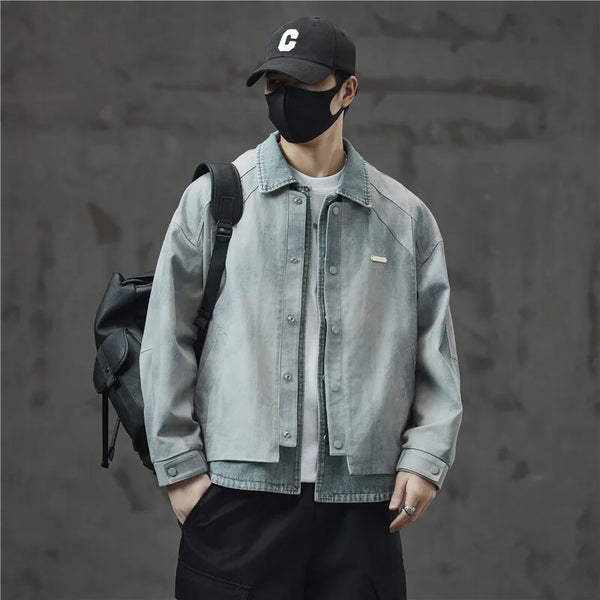 Classic Relaxed Seoul Bomber Denim Jacket