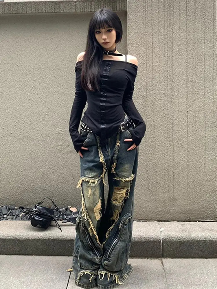 Torn Sexy Heritage Hollow Out Denim