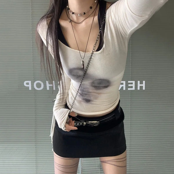 Sheer Mesh Cropped Han River Top
