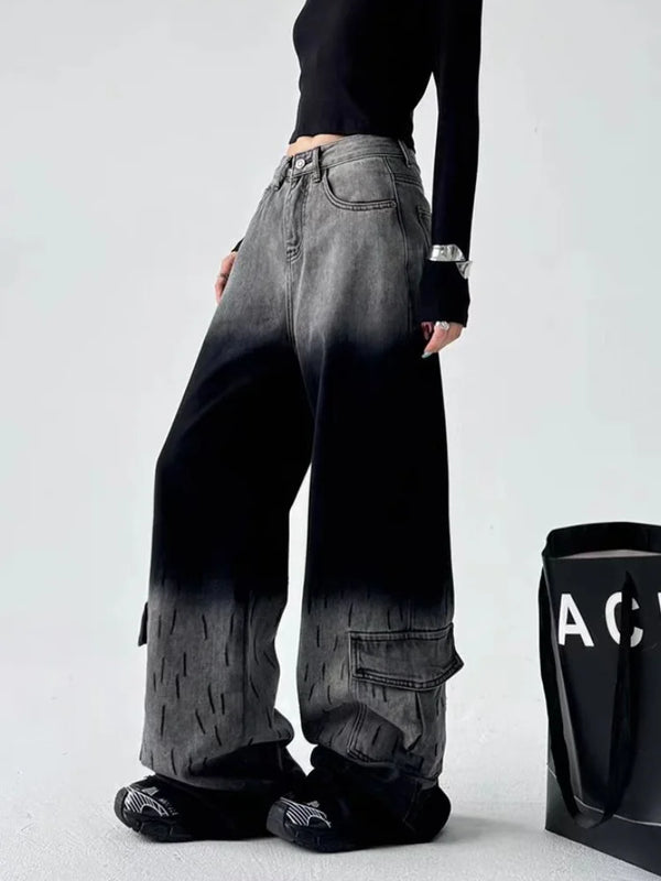 Heritage Black Grey Relaxed Wide Denim