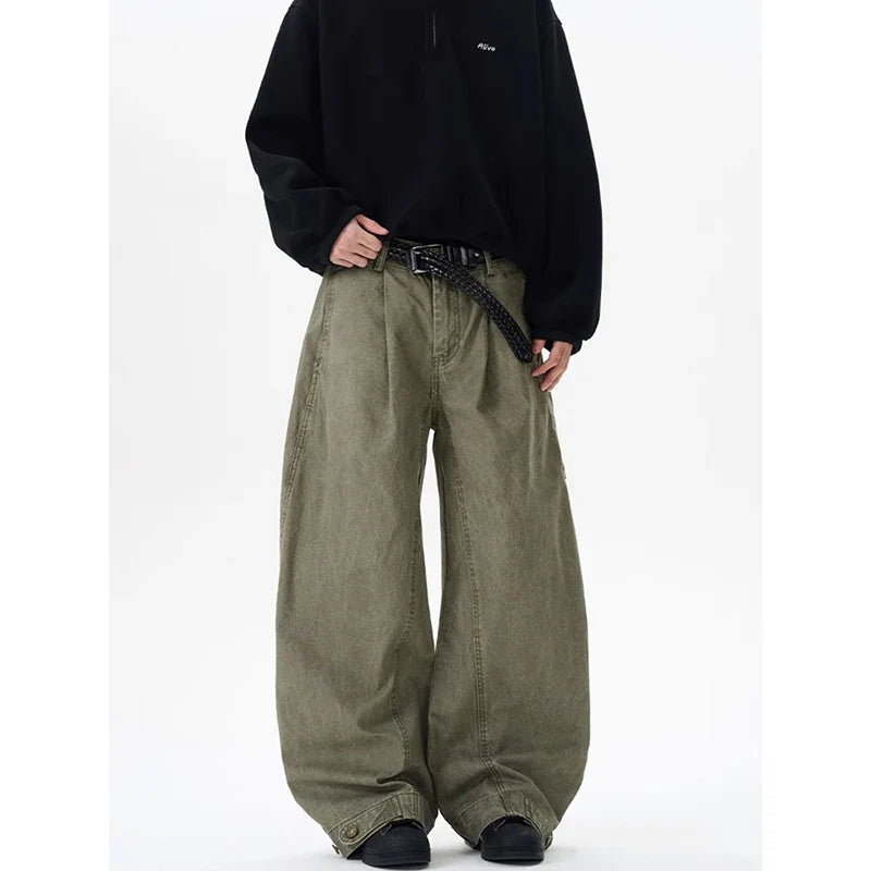 2000s Heritage Green Dark Relaxed Denim