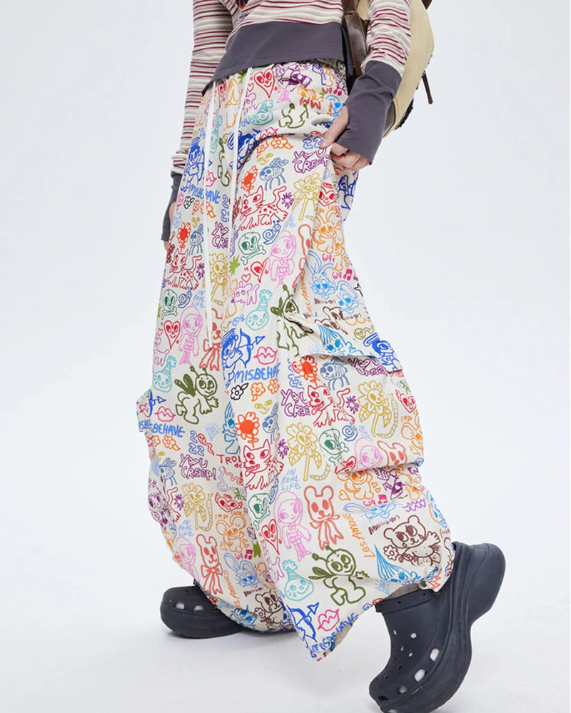 Colorful Cargo Hip-Hop Wide-Leg