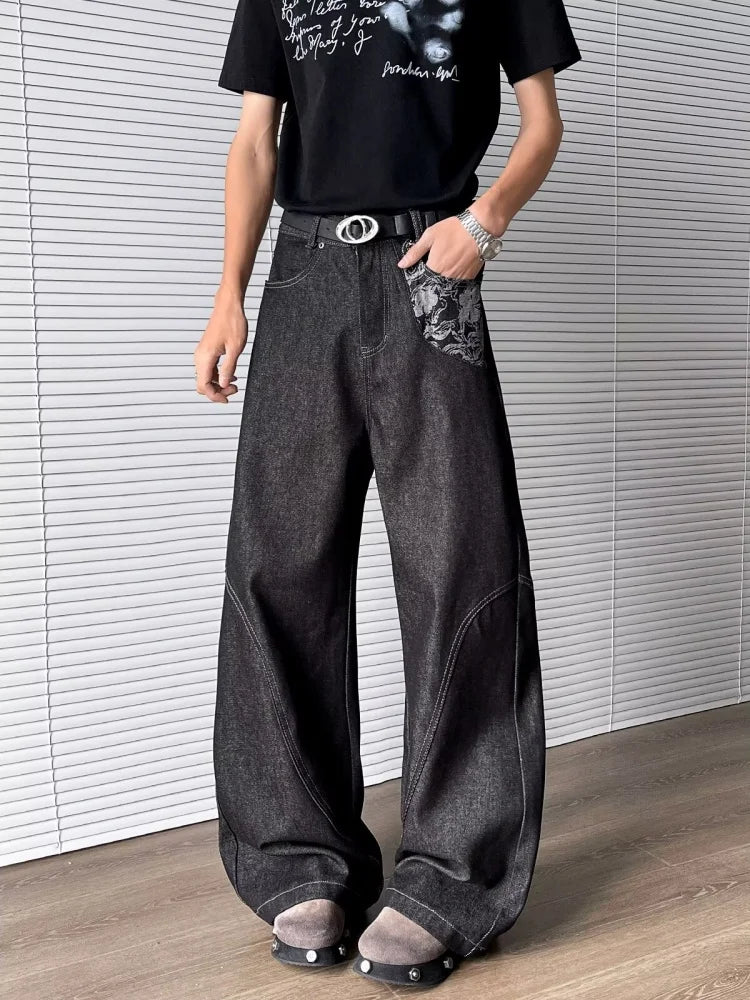 Cyber Graphic Mosaic Relaxed Black Denim