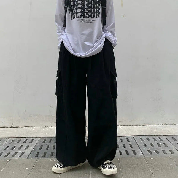 Wide Leg Çok Cepli Kargo Pantolon, önden görünüm — Navra Wear