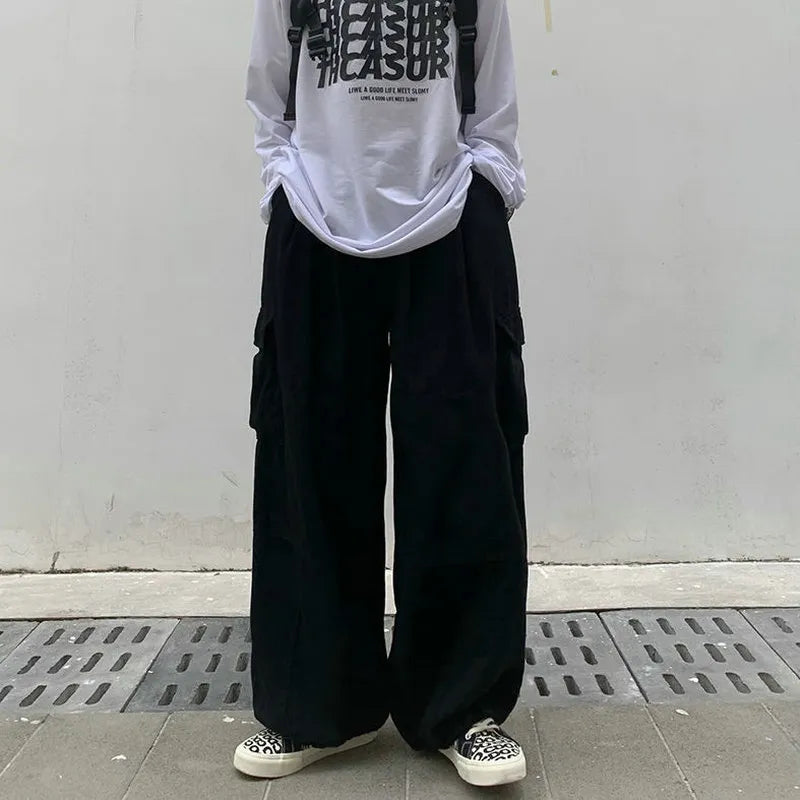 Wide Leg Çok Cepli Kargo Pantolon, önden görünüm — Navra Wear