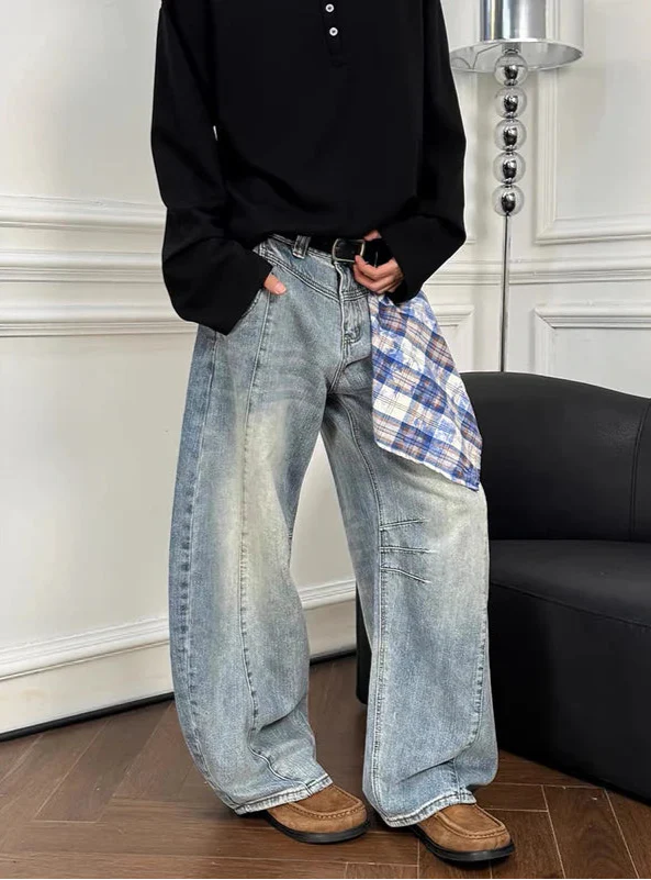 Autumn Metro Blue Woven Pattern Bell Denim