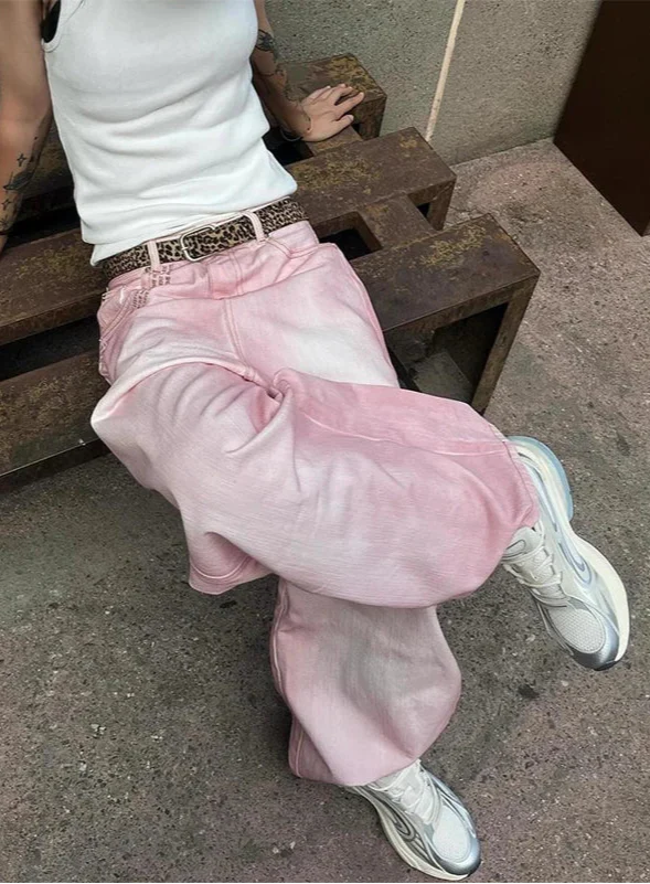 Pink Metro Oversized Relaxed Boyfriend Denim