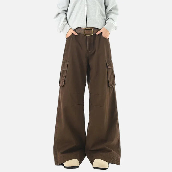Wide Leg Çok Cepli Kargo Pantolon, önden görünüm — Navra Wear
