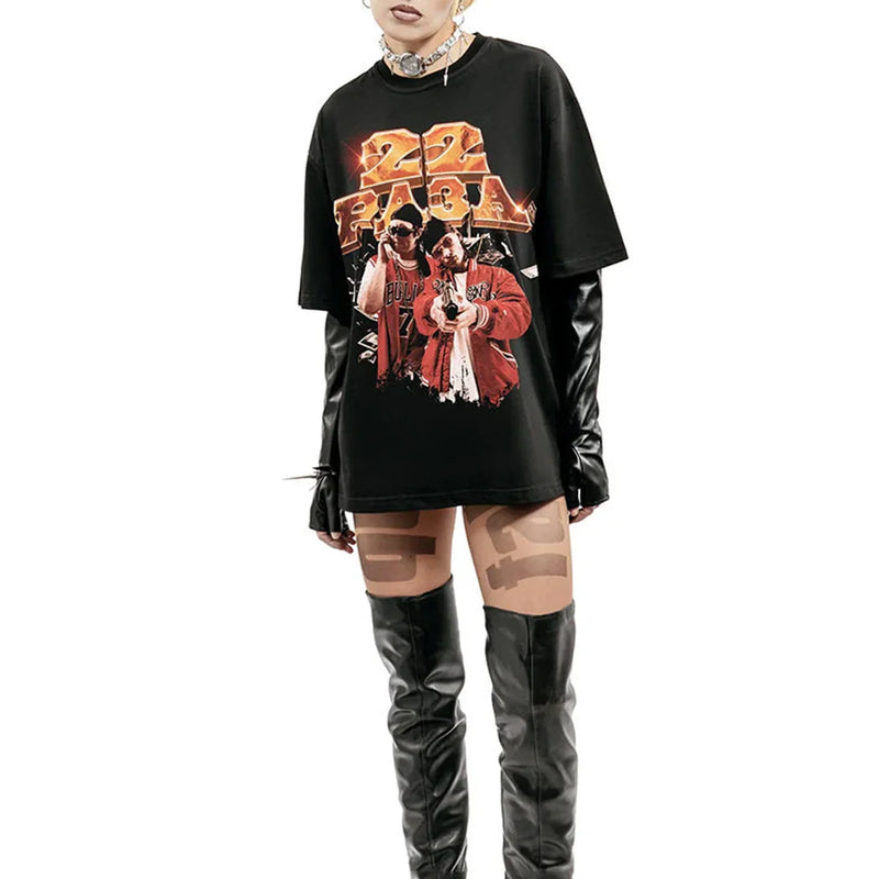Urban Chill Noir-Edge Short Sleeve Cotton T-Shirt