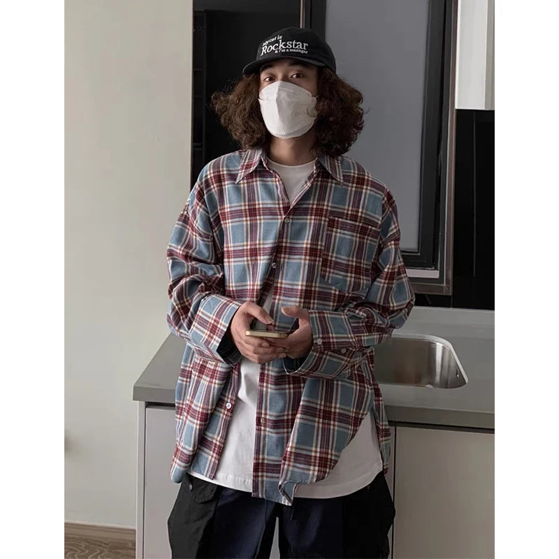 Oversize Ekose Gömlek, önden görünüm — Navra Wear