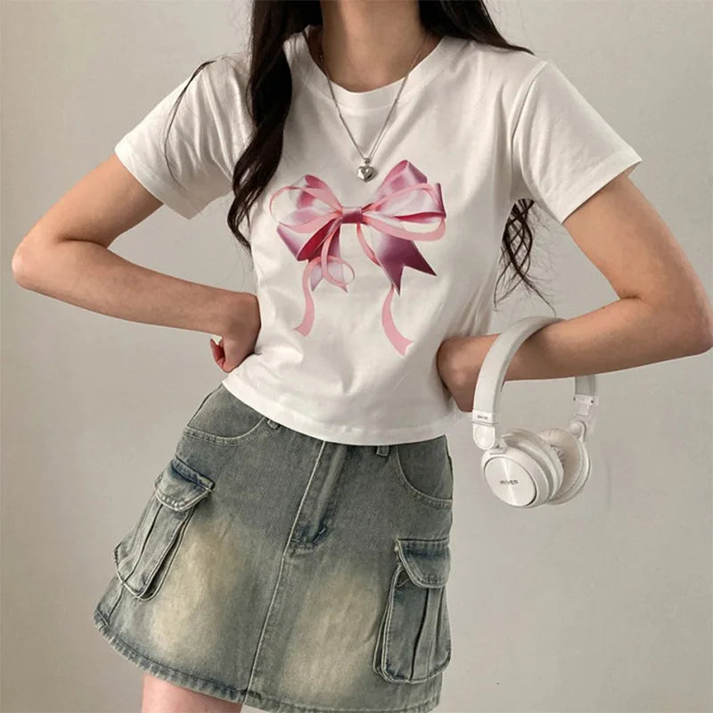 Cute Bow Print Fairy Artwork T-Shirt