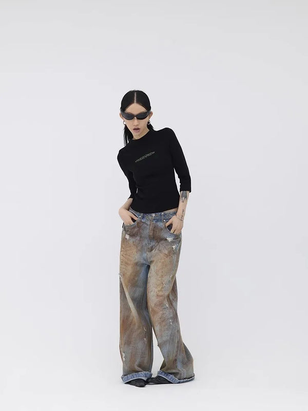 Blue Batik Aesthetic Relaxed Denim