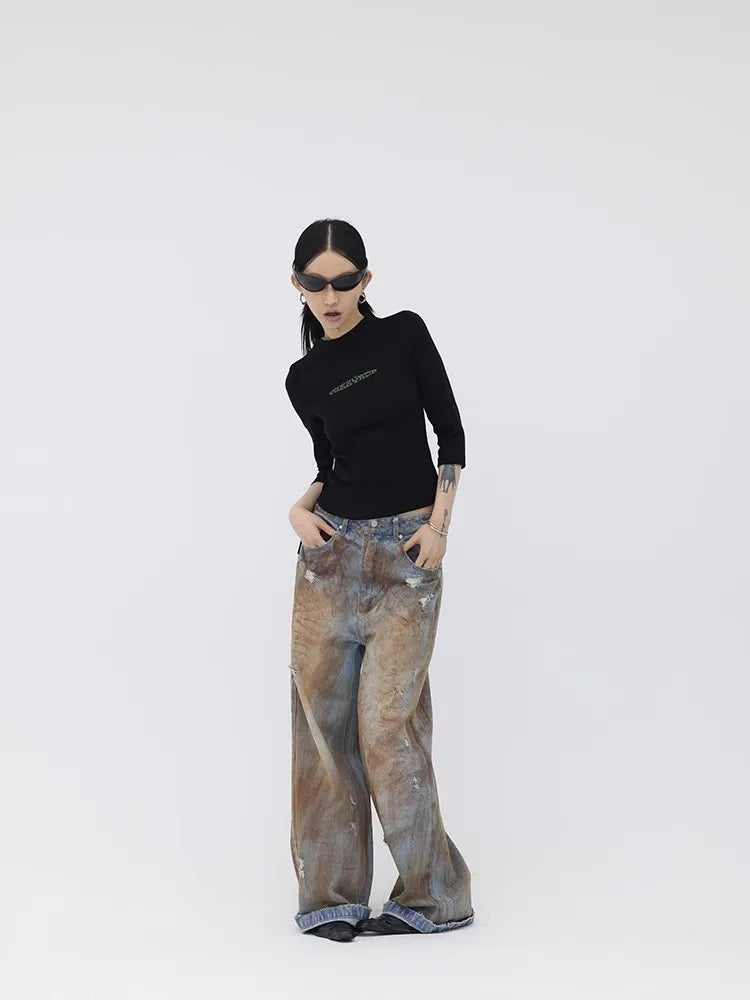 Blue Batik Aesthetic Relaxed Denim