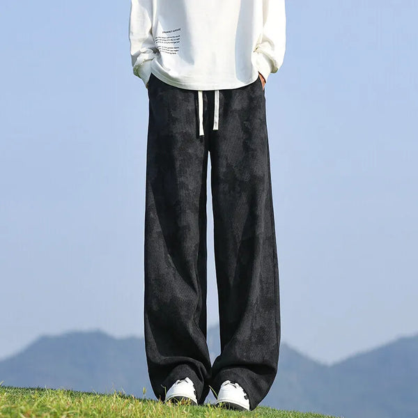 Retro Black Beige Straight Trousers