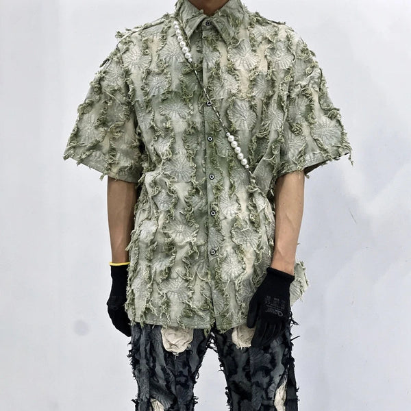 Fringe Panel Summer Short Sleeve Top