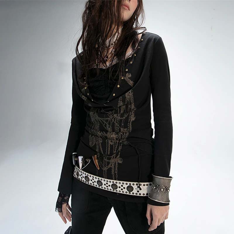 Underground Aesthetic Tattoo Print Two-Piece T-Shirt