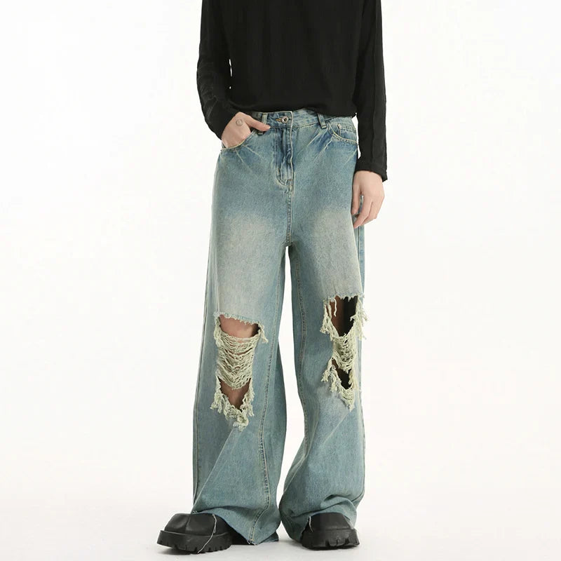 Faded Broken Hole Classic Leg Denim