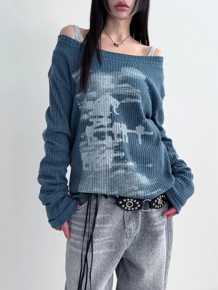 Punk Rock Baskılı Uzun Kollu Tişört, önden görünüm — Navra Wear