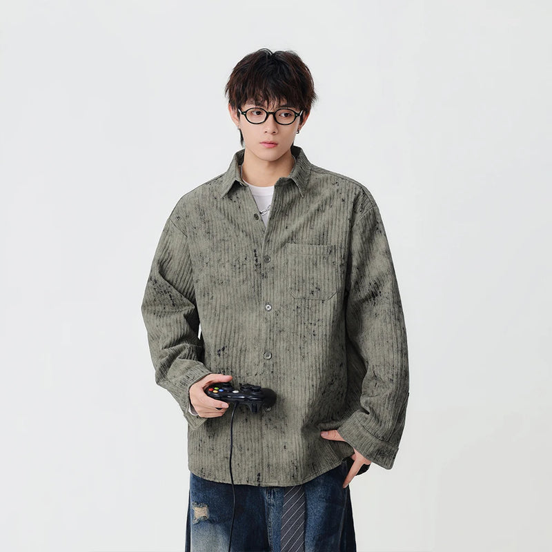 Oversize Fitilli Kadife Gömlek, önden görünüm — Navra Wear