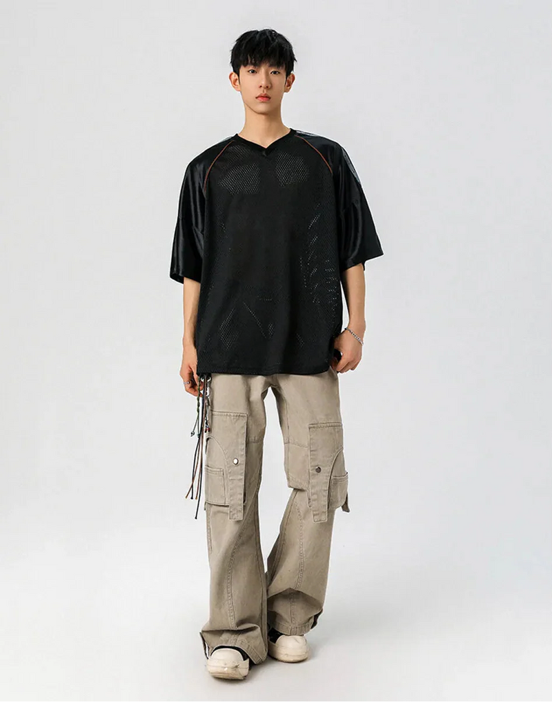 Everyday Japanes Style Air-Light Mesh V-Neck T-Shirt
