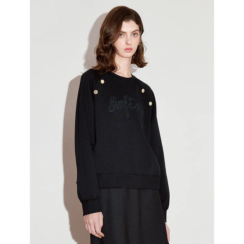 Noir Button Stitch Luxury Top