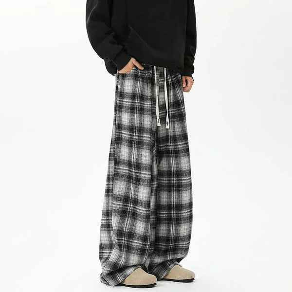 Wide Leg Ekose Jogger, önden görünüm — Navra Wear