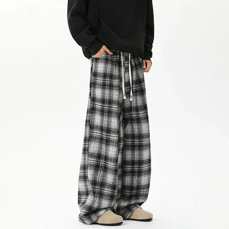 Wide Leg Ekose Jogger, önden görünüm — Navra Wear
